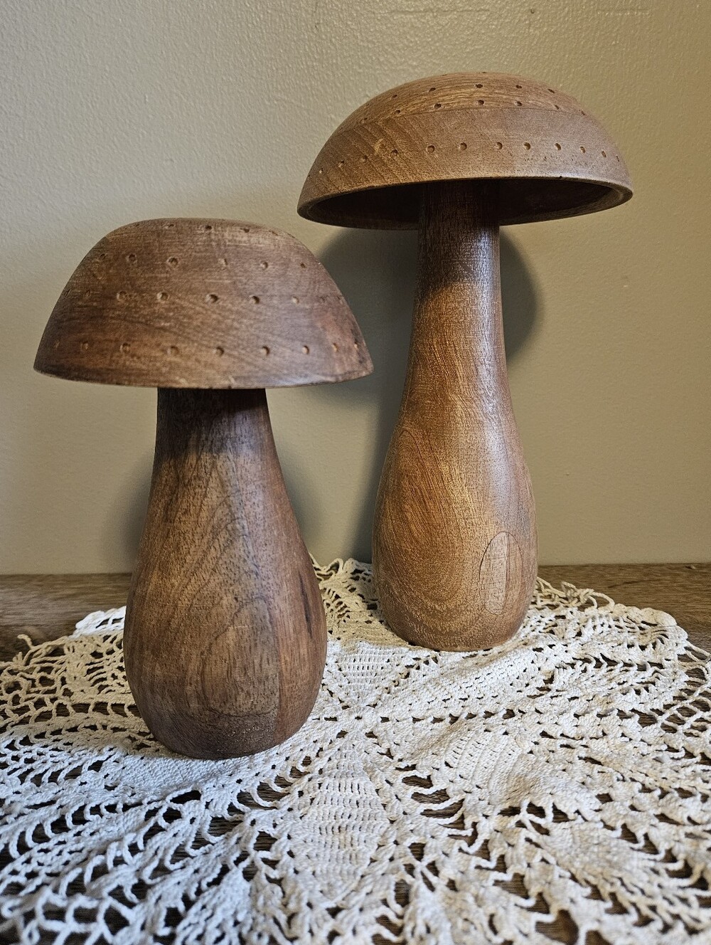 Wooden Mushroom Sculptures: Mid-Century Mod Boho Witchy Whimsical Fall Decor